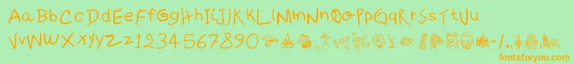 KidsWritten Font – Orange Fonts on Green Background