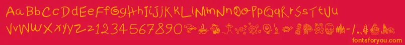 KidsWritten Font – Orange Fonts on Red Background