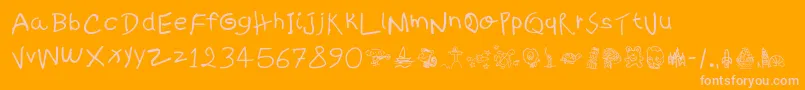 KidsWritten Font – Pink Fonts on Orange Background