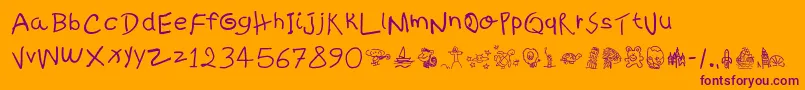 KidsWritten Font – Purple Fonts on Orange Background