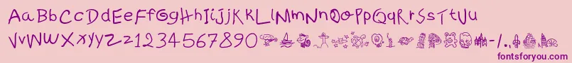KidsWritten Font – Purple Fonts on Pink Background