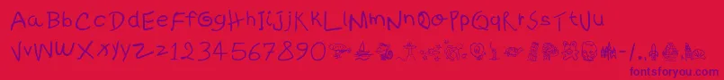 KidsWritten Font – Purple Fonts on Red Background