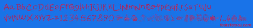 KidsWritten Font – Red Fonts on Blue Background