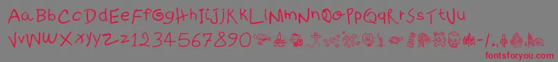 フォントKidsWritten – 赤い文字の灰色の背景