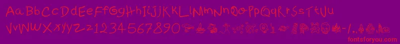 KidsWritten Font – Red Fonts on Purple Background