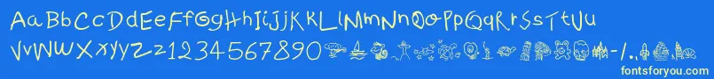 KidsWritten Font – Yellow Fonts on Blue Background