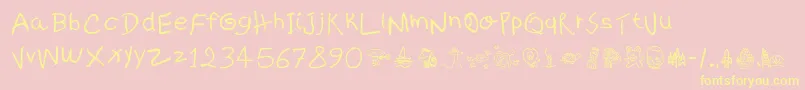 KidsWritten Font – Yellow Fonts on Pink Background