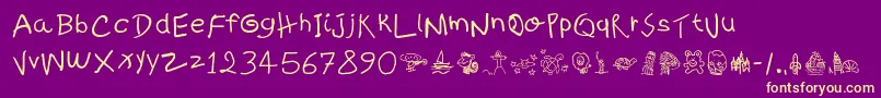 KidsWritten Font – Yellow Fonts on Purple Background