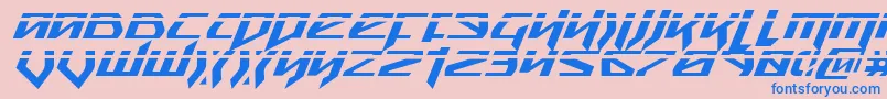 SnubfighterPhaserItalic-Schriftart – Blaue Schriften auf rosa Hintergrund