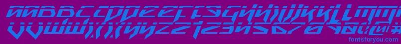 SnubfighterPhaserItalic-fontti – siniset fontit violetilla taustalla