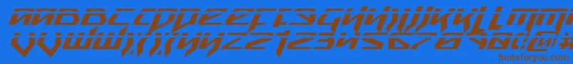 SnubfighterPhaserItalic-Schriftart – Braune Schriften auf blauem Hintergrund