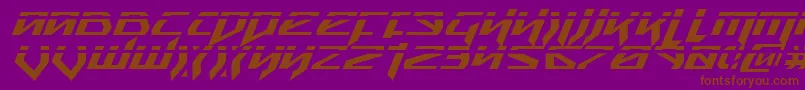Czcionka SnubfighterPhaserItalic – brązowe czcionki na fioletowym tle