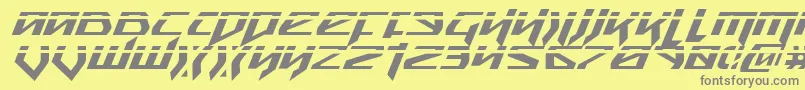 SnubfighterPhaserItalic-fontti – harmaat kirjasimet keltaisella taustalla