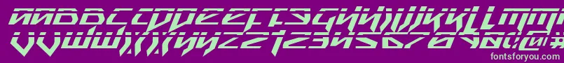 SnubfighterPhaserItalic-fontti – vihreät fontit violetilla taustalla