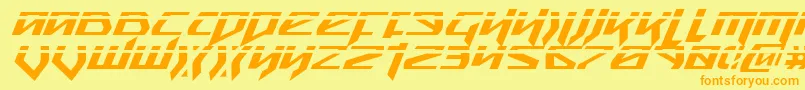 SnubfighterPhaserItalic-fontti – oranssit fontit keltaisella taustalla