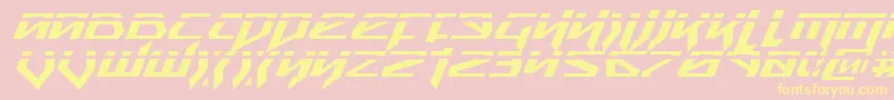 SnubfighterPhaserItalic-fontti – keltaiset fontit vaaleanpunaisella taustalla