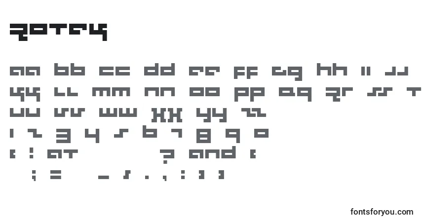 A fonte Rotek – alfabeto, números, caracteres especiais