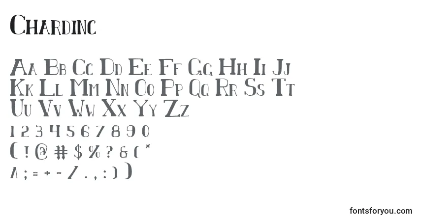 Schriftart Chardinc – Alphabet, Zahlen, spezielle Symbole