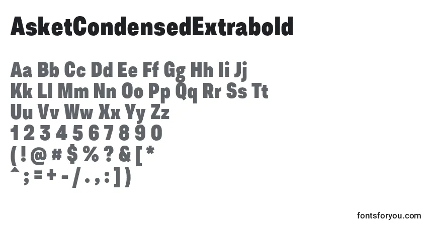 Schriftart AsketCondensedExtrabold – Alphabet, Zahlen, spezielle Symbole