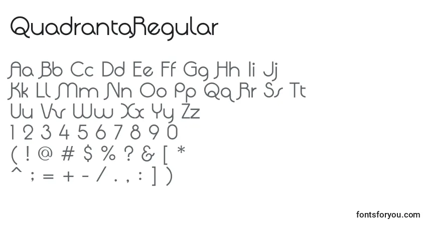 Schriftart QuadrantaRegular – Alphabet, Zahlen, spezielle Symbole