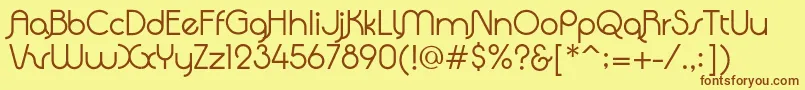 フォントQuadrantaRegular – 茶色の文字が黄色の背景にあります。