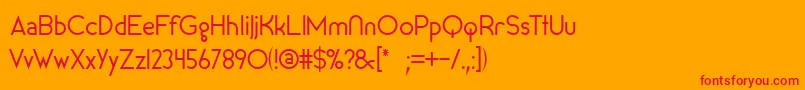 フォントKalosSansBook – オレンジの背景に赤い文字