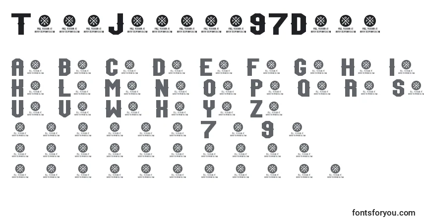 Czcionka TeamJersey97Demo – alfabet, cyfry, specjalne znaki