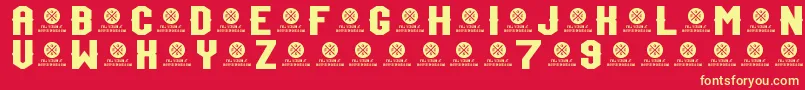 Шрифт TeamJersey97Demo – жёлтые шрифты на красном фоне