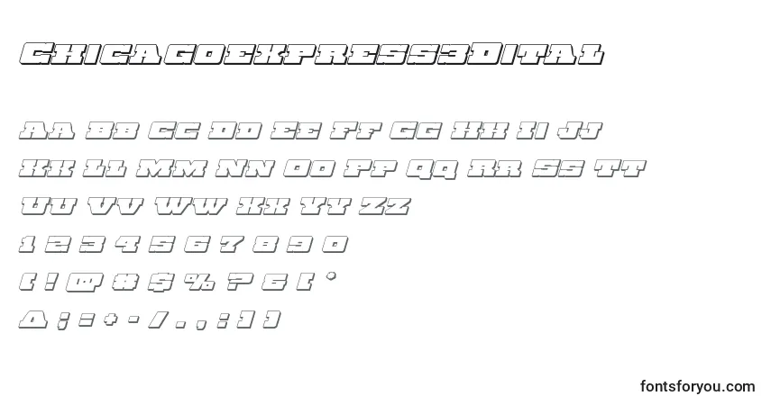 Schriftart Chicagoexpress3Dital – Alphabet, Zahlen, spezielle Symbole