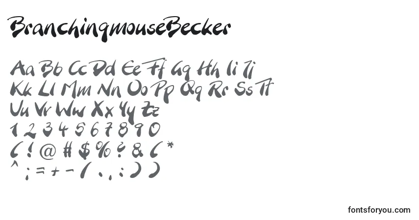 Schriftart BranchingmouseBecker – Alphabet, Zahlen, spezielle Symbole