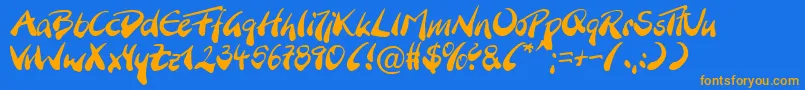 BranchingmouseBecker Font – Orange Fonts on Blue Background