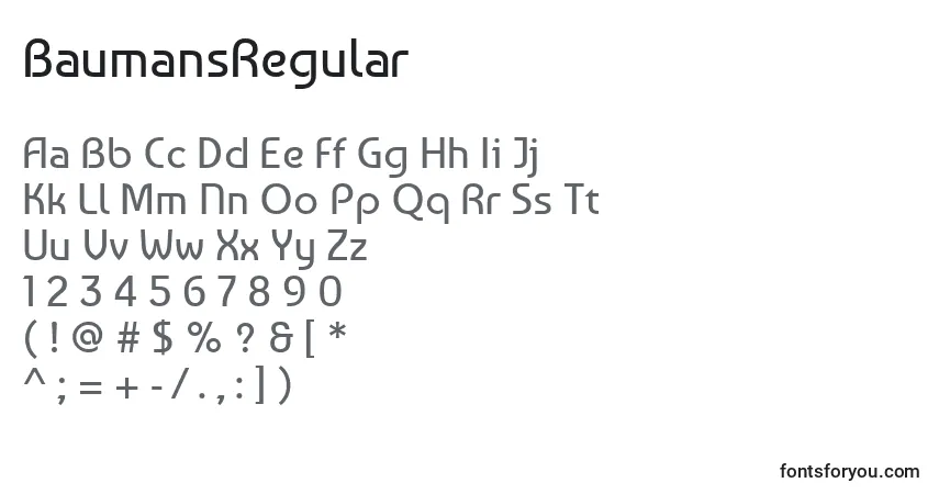 BaumansRegularフォント–アルファベット、数字、特殊文字