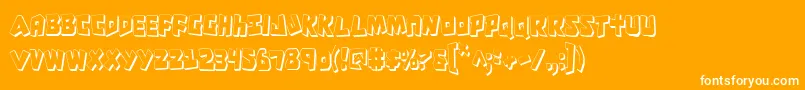 Crocs-Schriftart – Weiße Schriften auf orangefarbenem Hintergrund