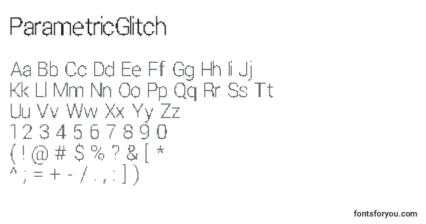 ParametricGlitch-fontti – aakkoset, numerot, erikoismerkit