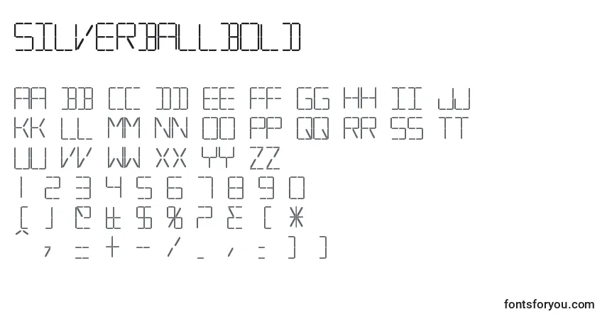 A fonte SilverballBold – alfabeto, números, caracteres especiais