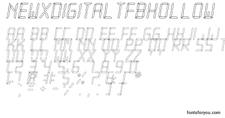 NewXDigitalTfbHollowフォント–アルファベット、数字、特殊文字