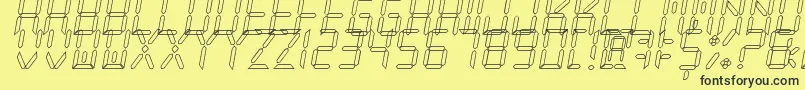 Fonte NewXDigitalTfbHollow – fontes pretas em um fundo amarelo