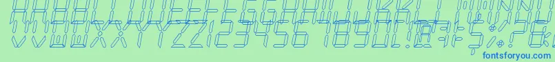 Police NewXDigitalTfbHollow – polices bleues sur fond vert