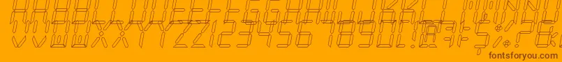 NewXDigitalTfbHollow-Schriftart – Braune Schriften auf orangefarbenem Hintergrund