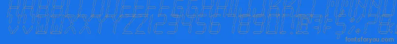 NewXDigitalTfbHollow Font – Gray Fonts on Blue Background