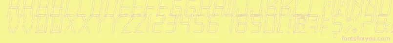 NewXDigitalTfbHollow-fontti – vaaleanpunaiset fontit keltaisella taustalla