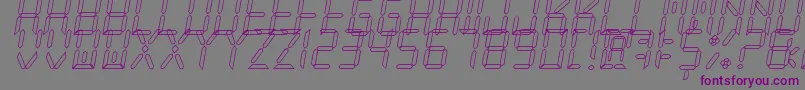 フォントNewXDigitalTfbHollow – 紫色のフォント、灰色の背景