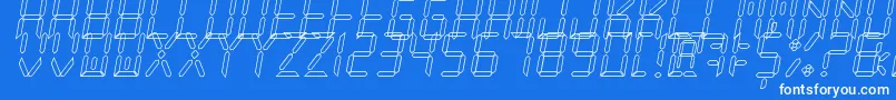 Czcionka NewXDigitalTfbHollow – białe czcionki na niebieskim tle