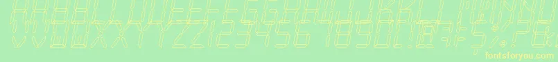 NewXDigitalTfbHollow Font – Yellow Fonts on Green Background