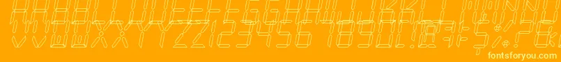 NewXDigitalTfbHollow-Schriftart – Gelbe Schriften auf orangefarbenem Hintergrund