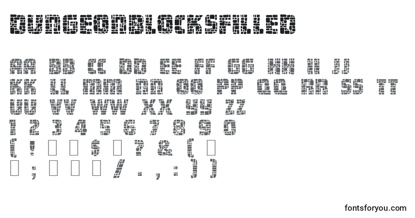 Шрифт DungeonBlocksFilled – алфавит, цифры, специальные символы