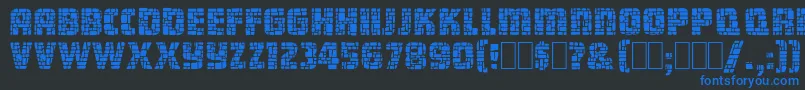 DungeonBlocksFilled-Schriftart – Blaue Schriften auf schwarzem Hintergrund