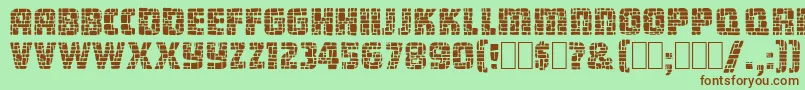 DungeonBlocksFilled-Schriftart – Braune Schriften auf grünem Hintergrund