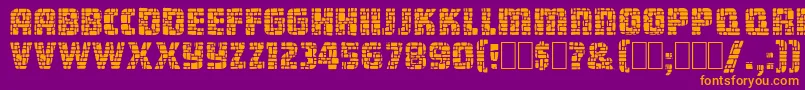 DungeonBlocksFilled-Schriftart – Orangefarbene Schriften auf violettem Hintergrund