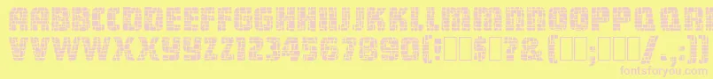 DungeonBlocksFilled Font – Pink Fonts on Yellow Background